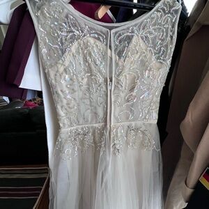 Vintage 1960s RAPPI Dress w/ Iridescent  Sequins, Silk, Tool, Ivory Color Size 2